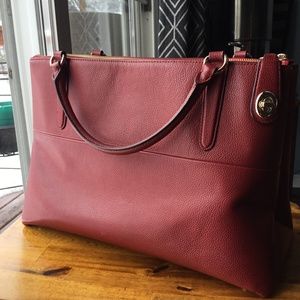 Red Leather Coach Tote Purse